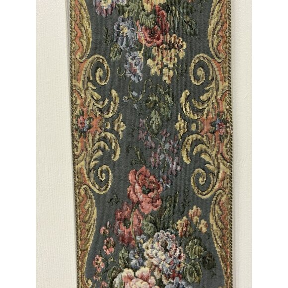 Vintage Floral Tapestry Ornate Gold Brass Butler's / Bell Pull Victorian Pink - Picture 10 of 13